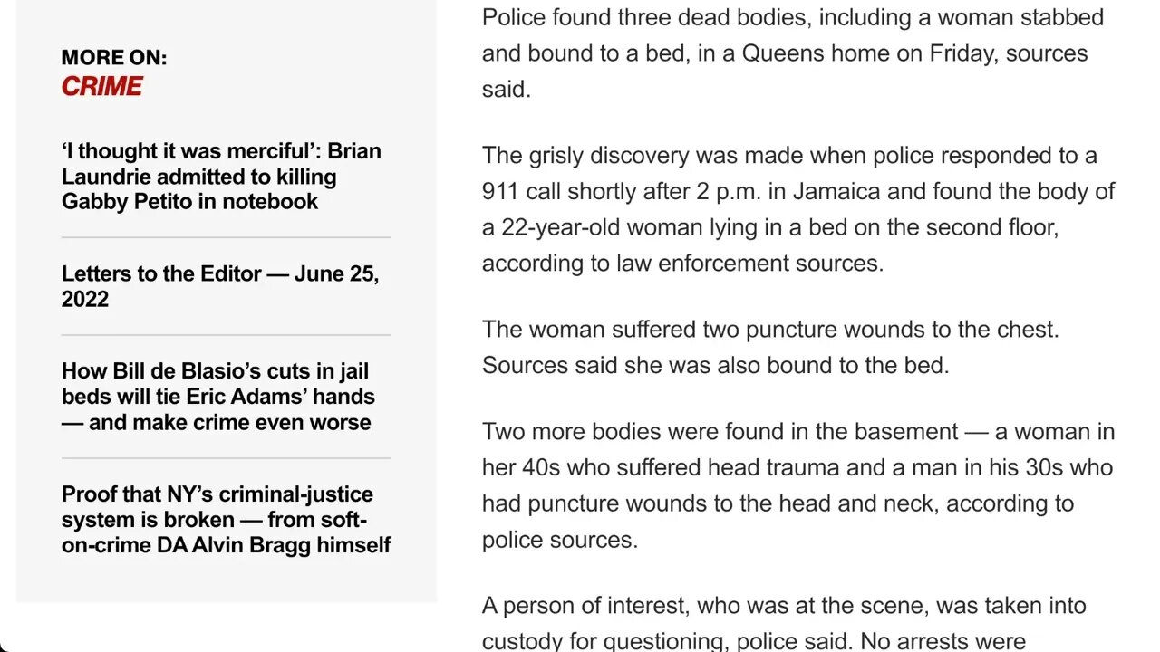 紐約警察局皇后區發現3具屍體