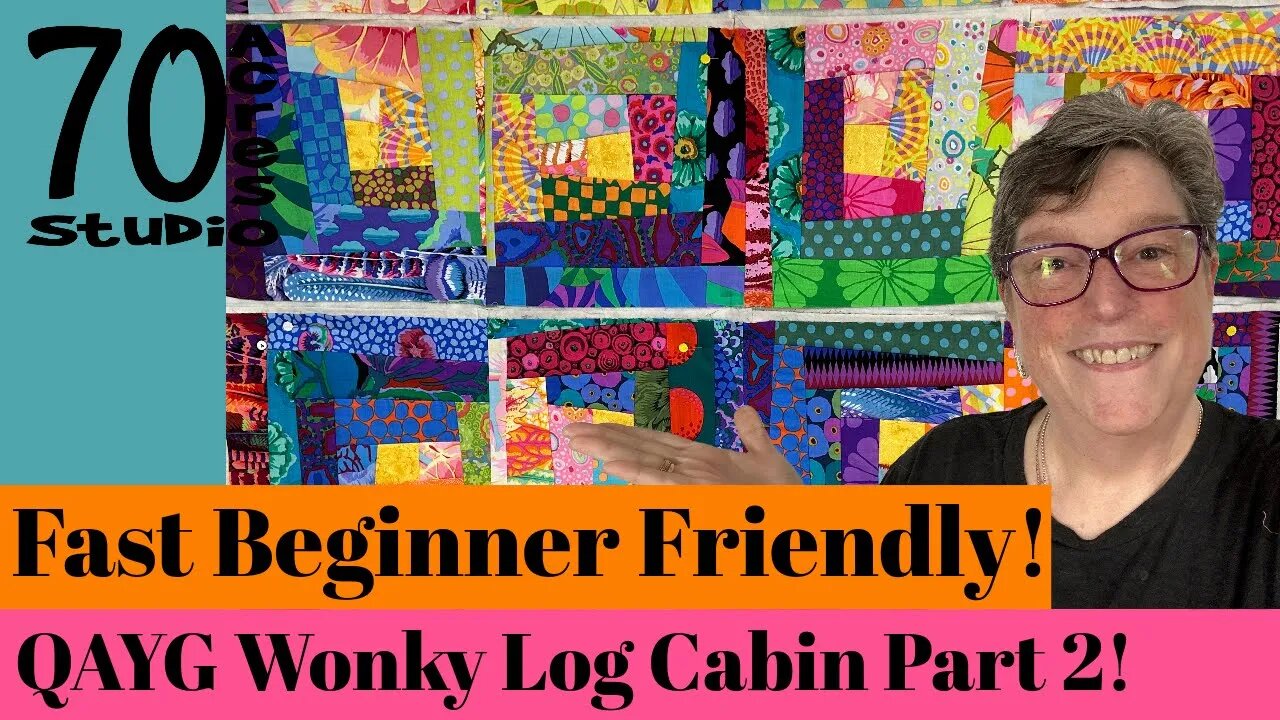 Fast QAYG Wonky Log Cabin Part 2! EASY BEGINNER FRIENDLY 🐈‍⬛