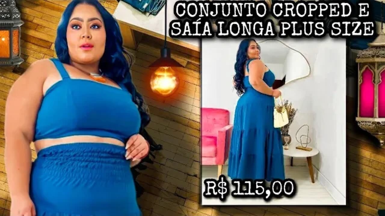 ✳️ CONJUNTO FEMININO CROPPED E SAÍA LONGA PLUS SIZE