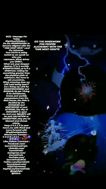 ▪︎DO YOUR INNERWORK FOR PROPER ALIGNMENT WITH *THE ONE MOST HIGH*