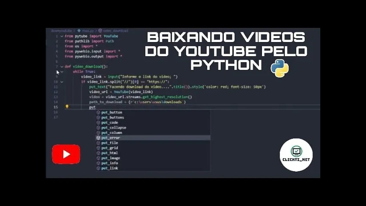 PYTHON | COMO BAIXAR VIDEOS DO YOUTUBE USANDO PYTHON