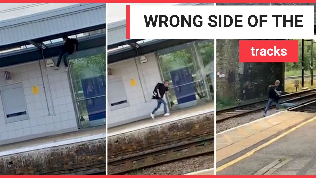 Man vaults over train station wall to flee police