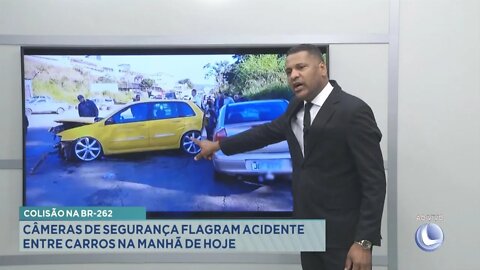 Colisão na BR-262: câmeras de segurança flagram acidente entre carros na manhã de hoje