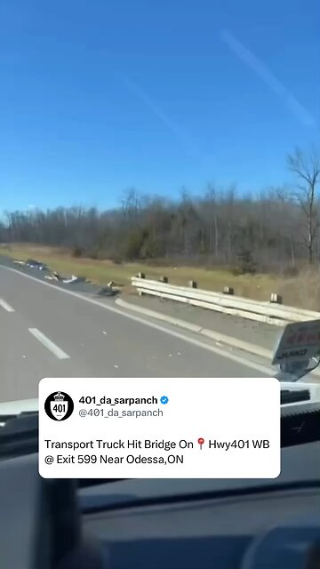 Transport Truck Hits Overpass