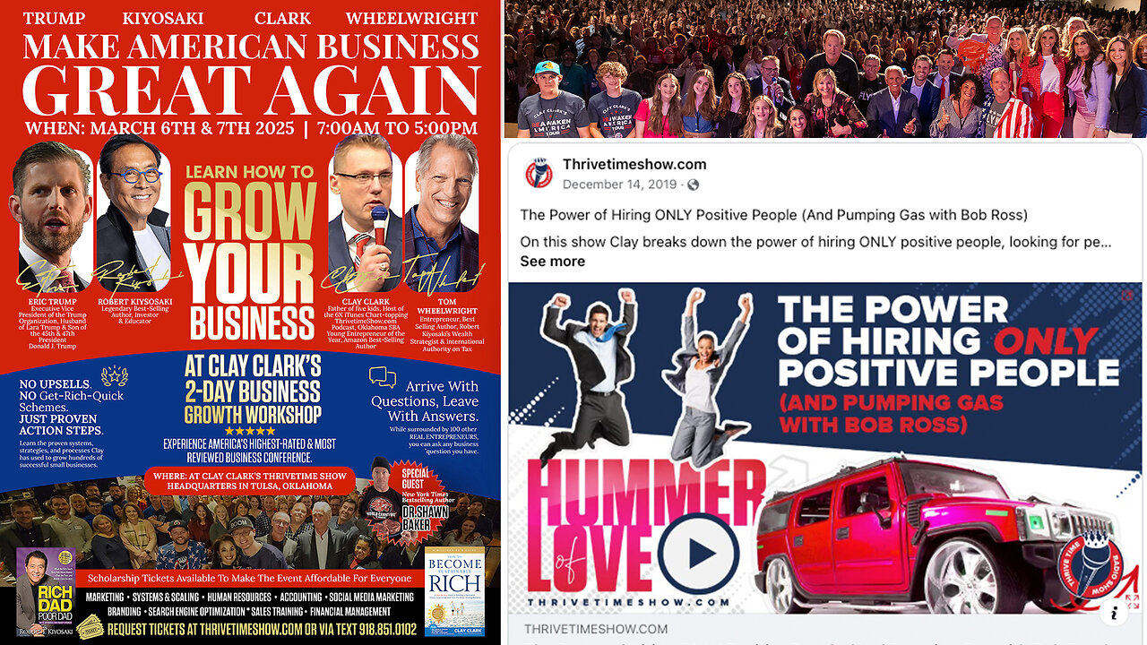 Business Podcast | The Importance of Intentionally Only Hiring Positive People + Join Eric Trump & Robert Kiyosaki At Clay Clark's March 6-7 Business Growth Conference + Learn Marketing, Sales, Workflow Design, Finance & More