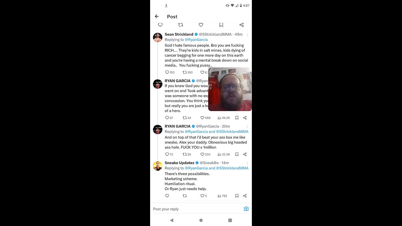 Sean Strickland And Ryan Garcia Having Words On Twitter X