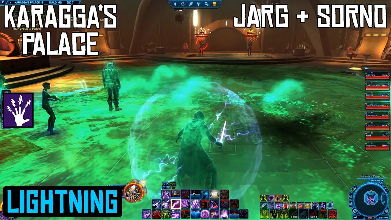 SWTOR Lightning Sorcerer | Group Finder - Karagga's Palace - Jarg & Sorno Boss Fight. 9700k + 2070