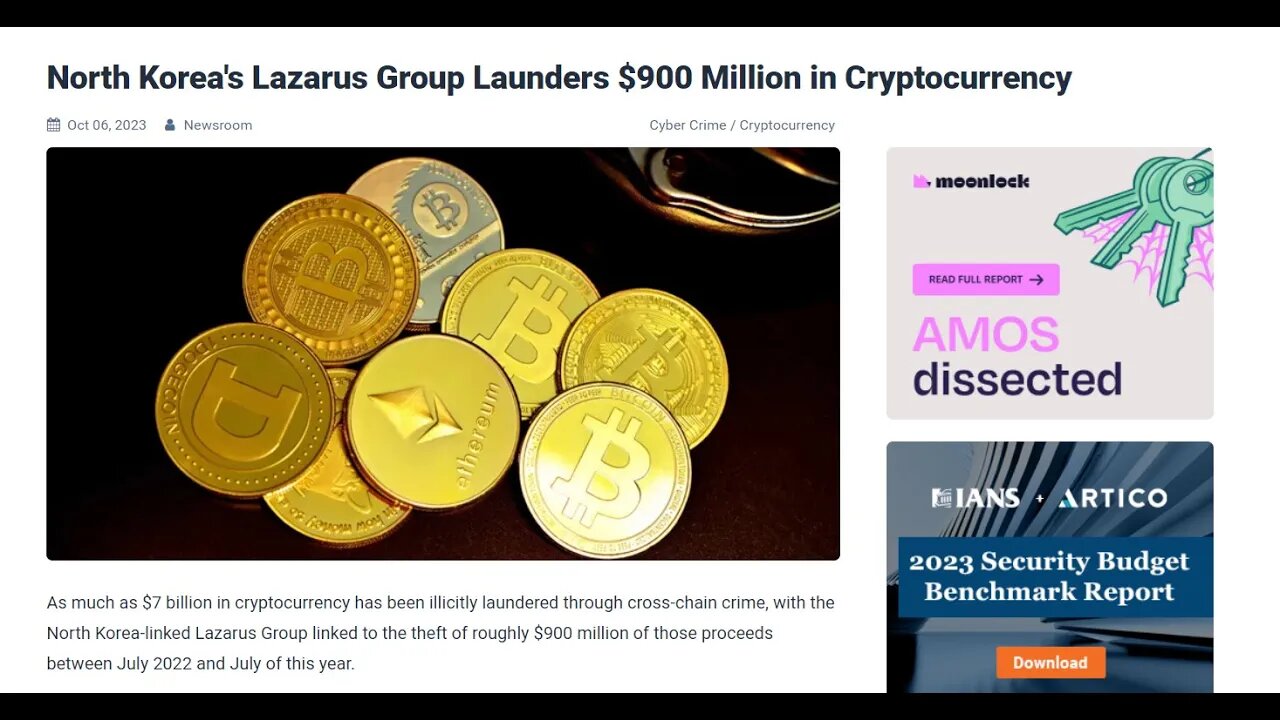 North Korea's Lazarus Group Launders $900 Million in Cryptocurrency