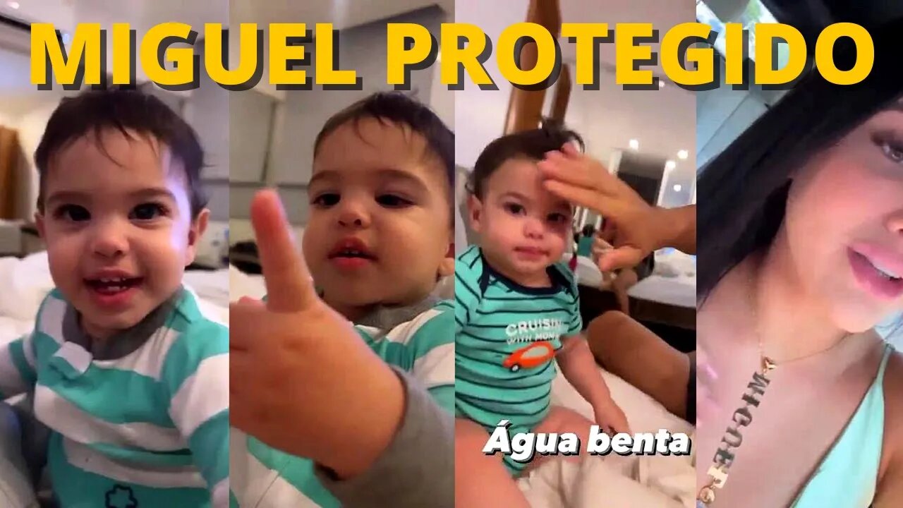 BABAL COM ÁGUA BENTA E CUIDANDO DA PROTEÇÃO DO MIGUEL