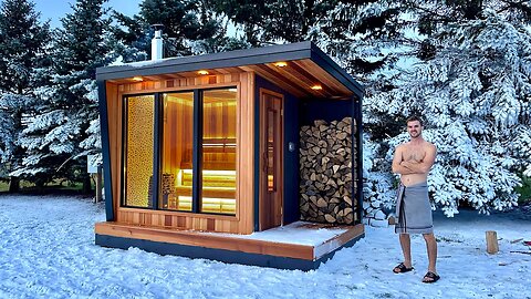 Building a MODERN SAUNA in a Winter Wonderland - Full Build.