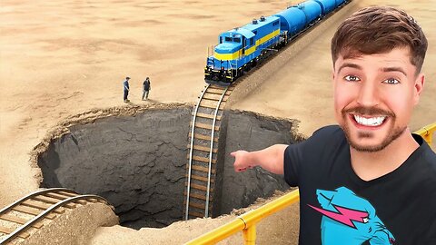 Train Vs Giant Pit must watch#mrbeast