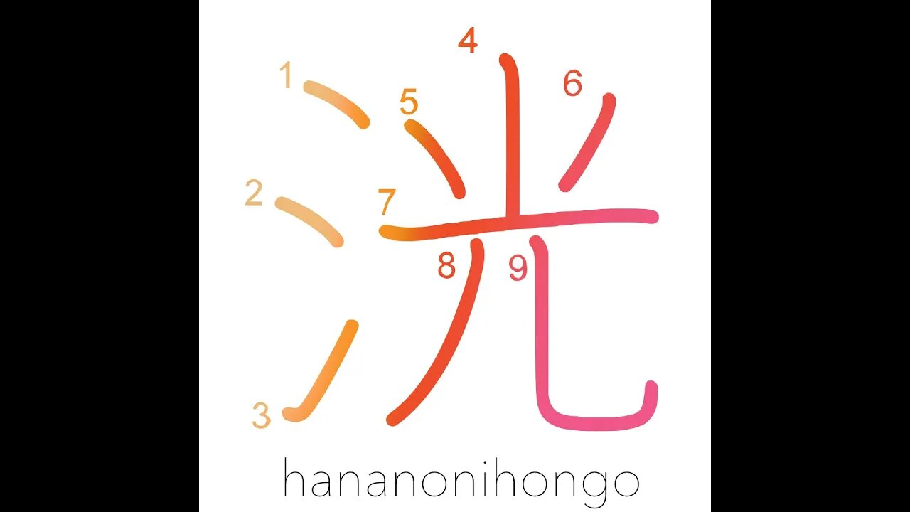 洸 - sparkling water/ light sparkles - Learn how to write Japanese Kanji 洸 - hananonihongo.com