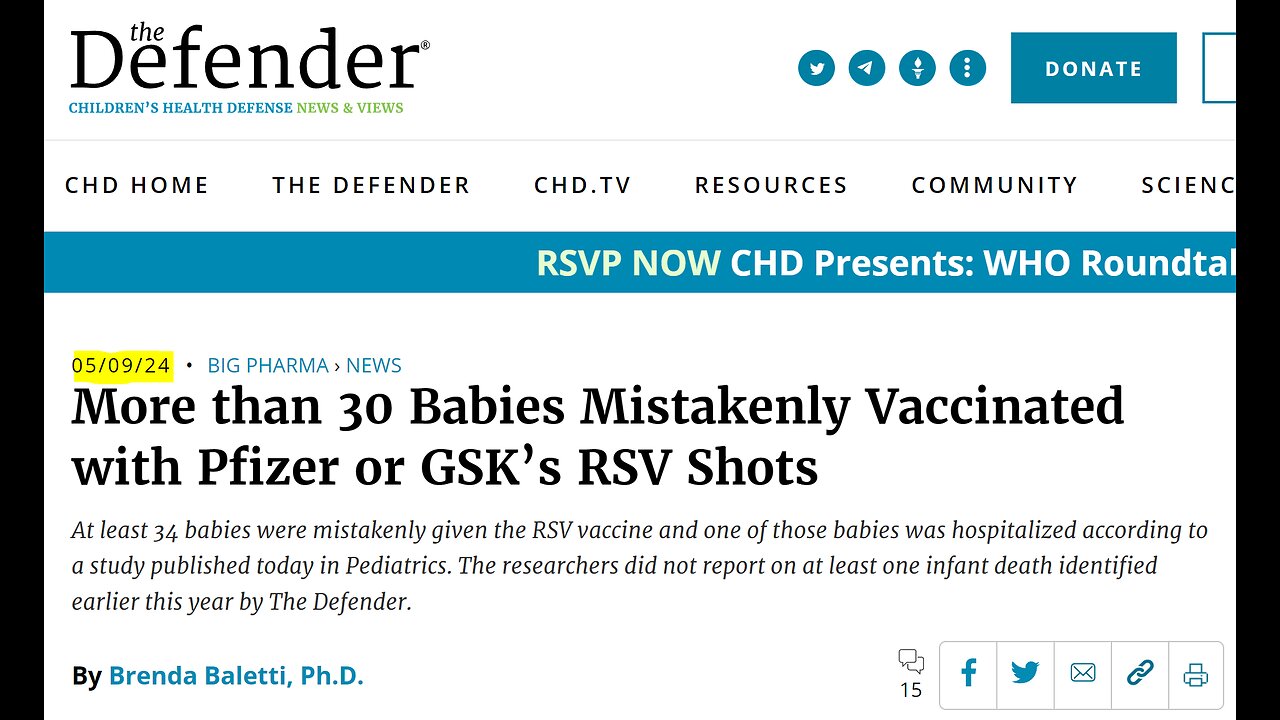 How many dead kids were accidently given a RSV Vax in VAERS?