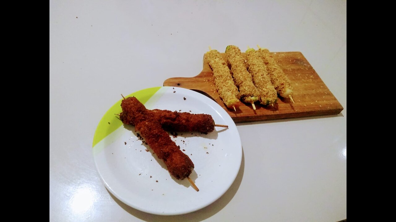 BREADED AND FRIED BEEF RIB SKEW, IT IS DELICIOUS I RECOMMEND
