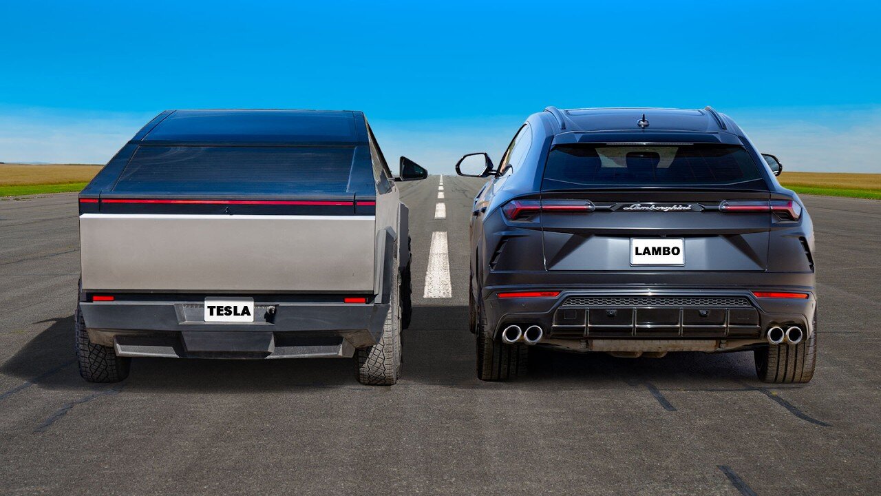 Tesla Cybertruck v Lamborghini Urus: DRAG RACE