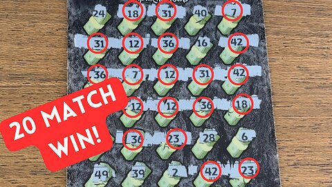 20 Match Win on $30 Scratch off Ticket! $120 session with an amazing win!