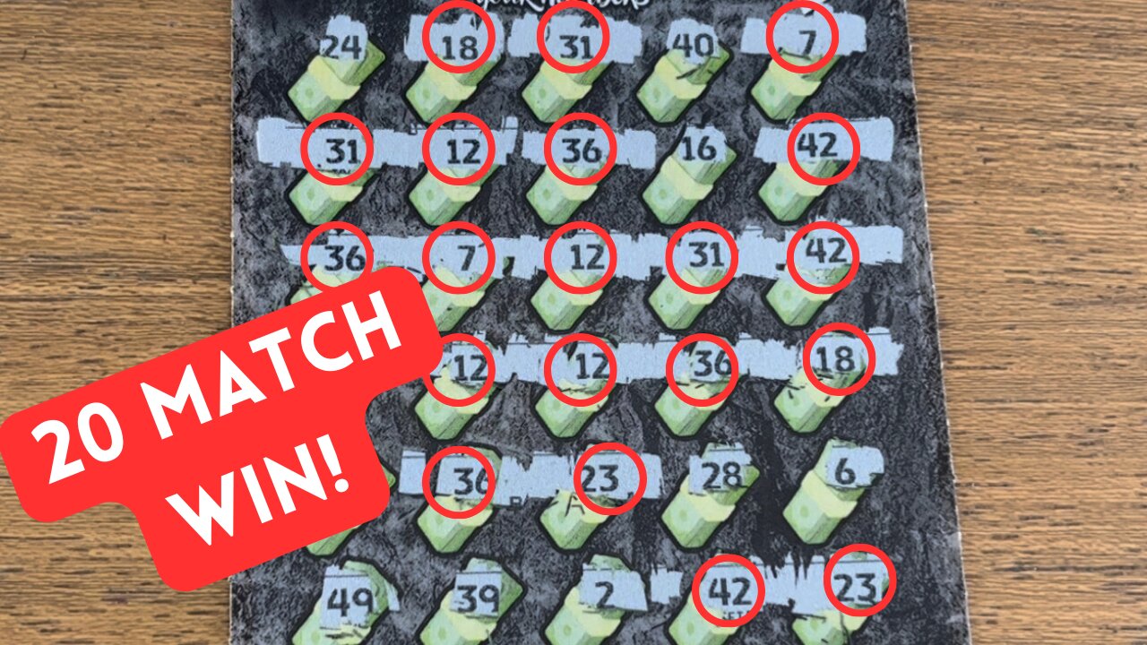 20 Match Win on $30 Scratch off Ticket! $120 session with an amazing win!