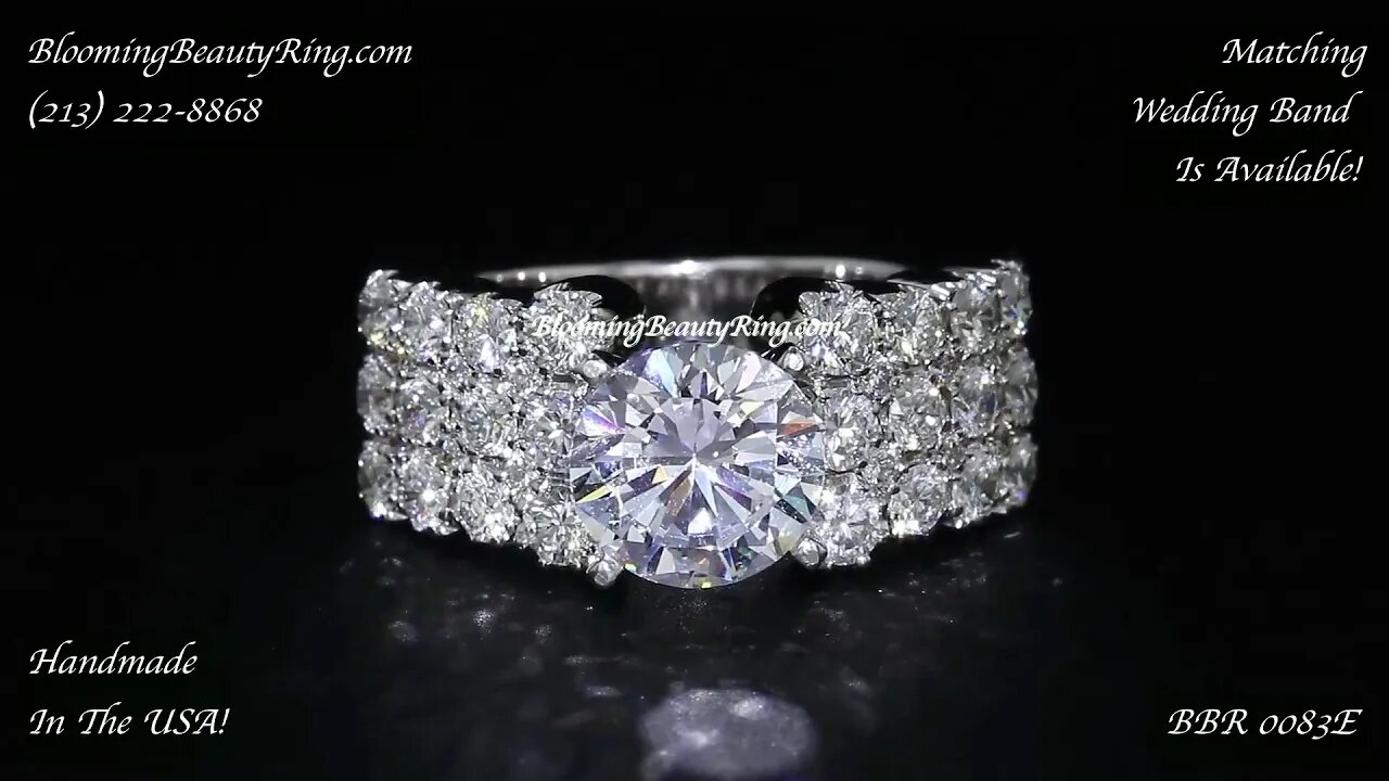 BBR 0083 Massive Diamond Engagement Ring Handmade In The USA