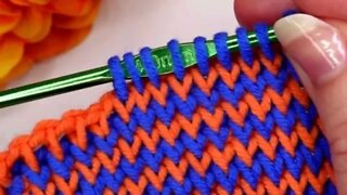 How to crochet Tunisian knit stitch short tutorial by marifu6a