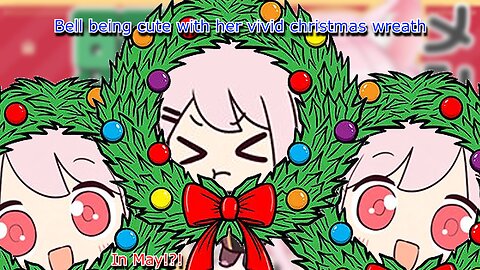 vtuber bell nekonogi being cute & playing with her vivid crew wreath