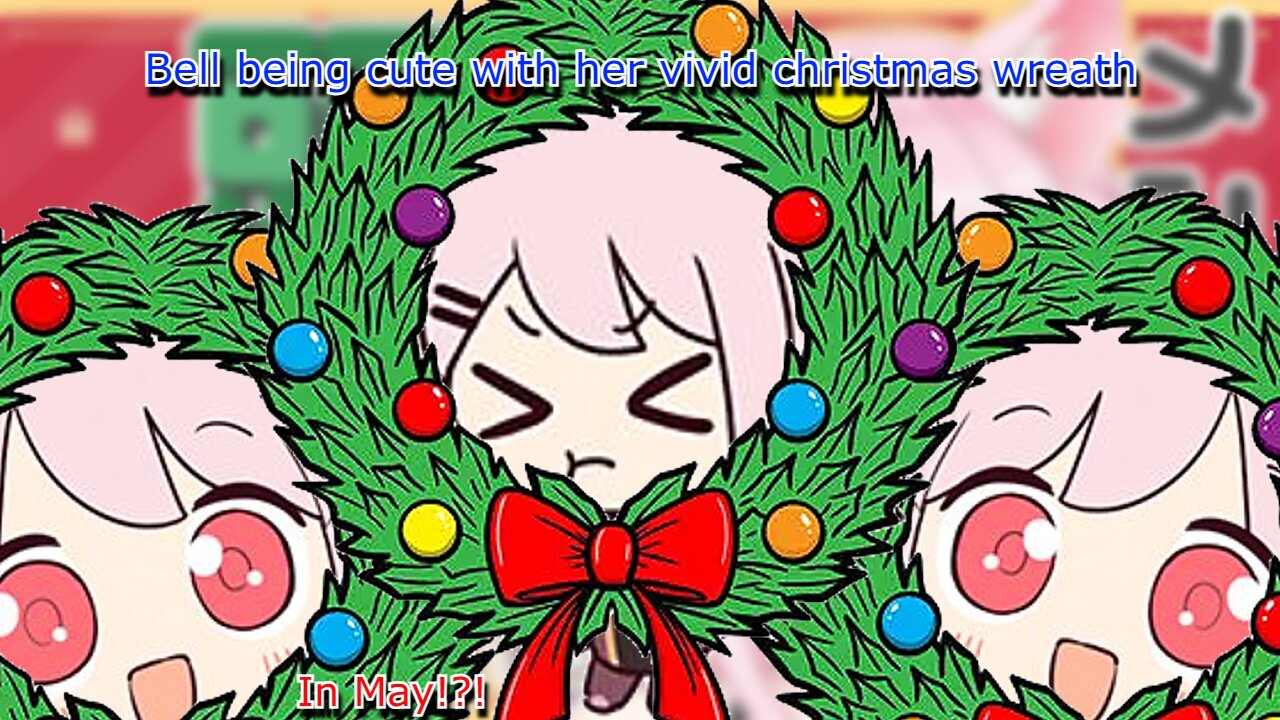 vtuber bell nekonogi being cute & playing with her vivid crew wreath