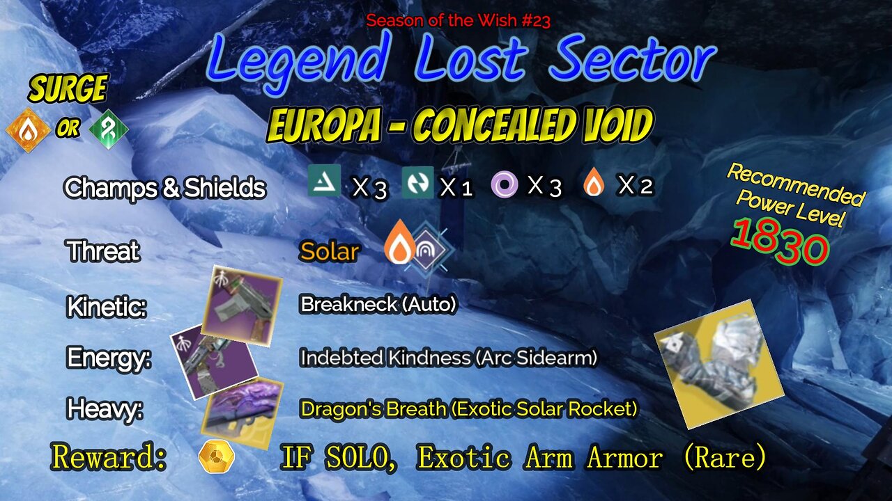 Destiny 2 Legend Lost Sector: Europa - Concealed Void on my Solar Hunter 1-5-24