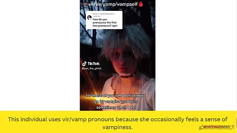 This individual uses vir/vamp pronouns because she occasionally feels a sense of vampiness.