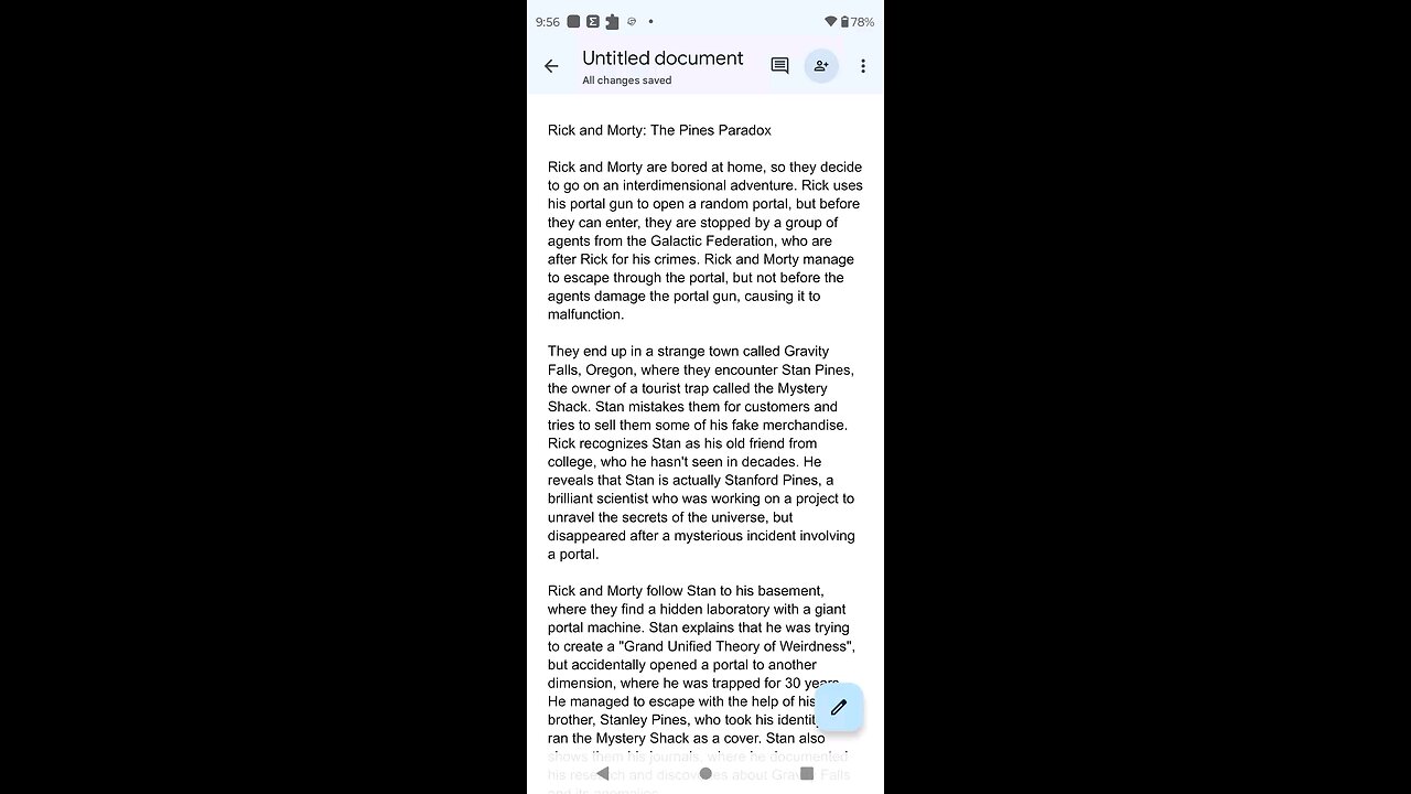 my script I wrote for a Rick and Morty episode Crossover Gravity Falls And Rick And Morty