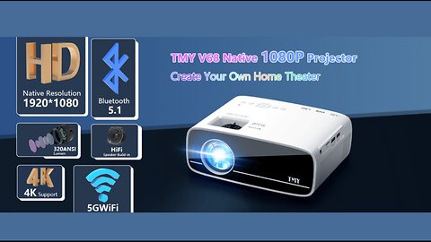 TMY Native 1080P Projector with 5G WiFi and Bluetooth 5.1