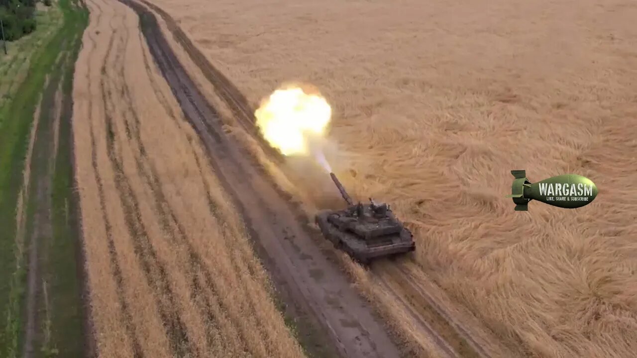 Russian T-90M tank at work in Kupyansk