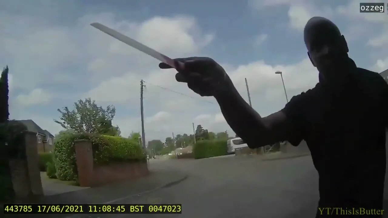 Footage shows man threaten officer with bread knife for clamping his Mercedes