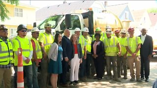Officials visit lead service work site