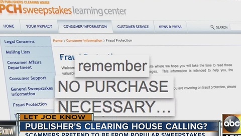 Let Joe Know: Publisher’s Clearing House scam