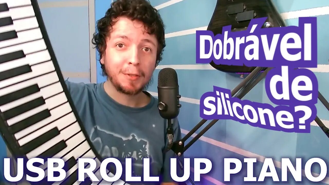 Piano midi dobrável da Aliexpress - Unboxing e review do USB ROLL UP PIANO