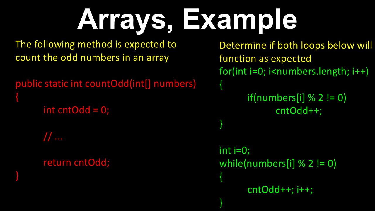 Arrays, Example - AP Computer Science A