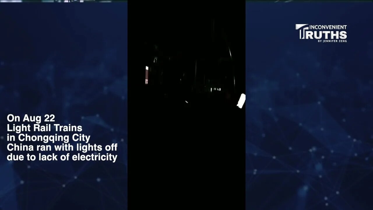 Light Rail Train in Chongqing City China Runs in Darkness due to Lack of Electricity 缺電 重慶輕軌列車在黑暗中運行