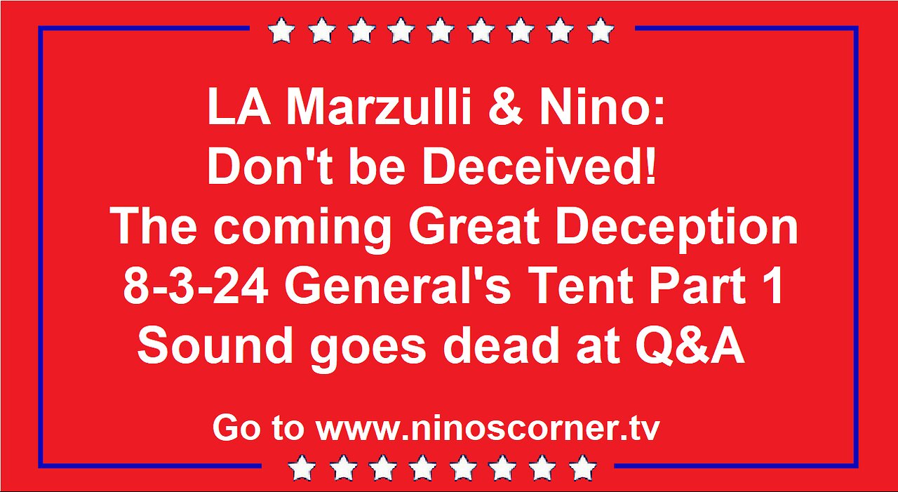 Marzulli & Nino: Don't be Deceived! The Great Deception Part 1