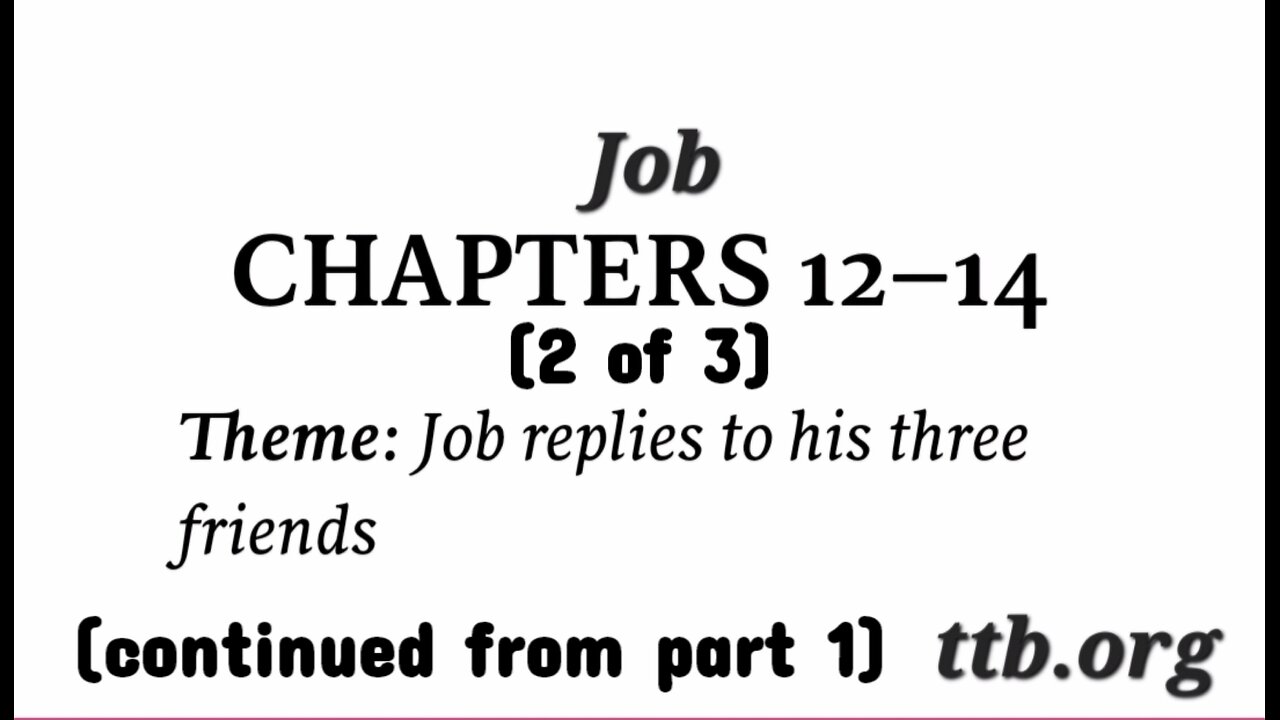 Job Chapters 12-14 (Bible Study) (2 of 3)