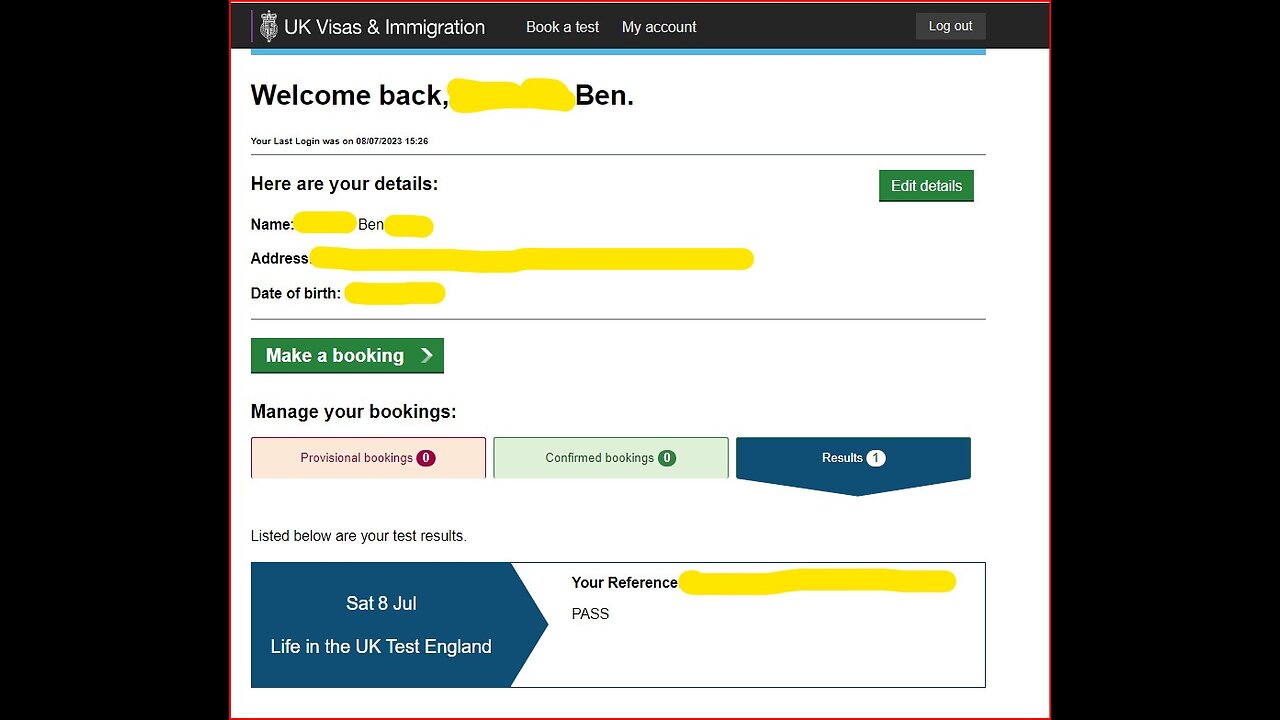 Sharing the experience about taking life in the UK test