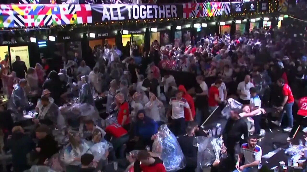 Watch the moment fans in London started throwing their drinks in frustration at the result.