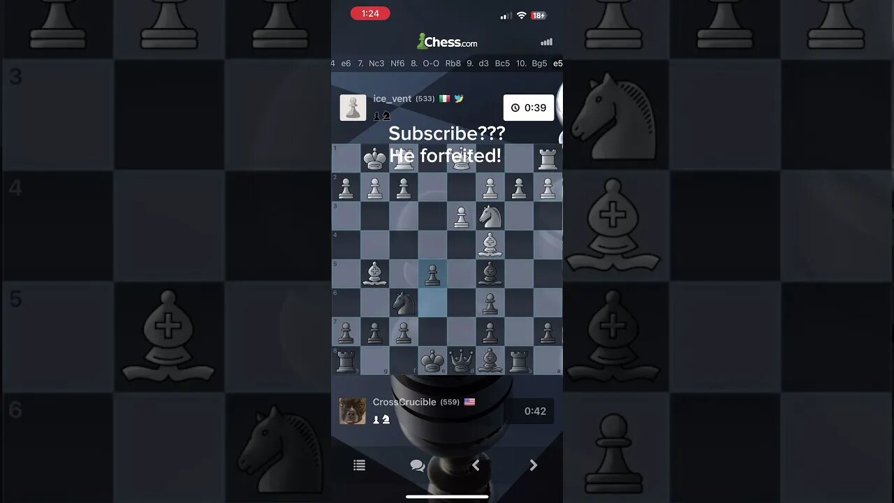 My easiest chess win “forfeit” #competitive #chess #bullet #fast