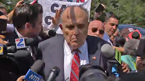 Rudy Giuliani almost in tears at arrest, melts down outside jail