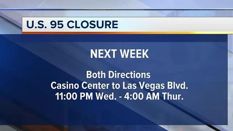 U.S. 95 to be closed for 5 hours next week in downtown Las Vegas