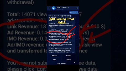 #imo #earning #proof #shorts #makemoneyonline