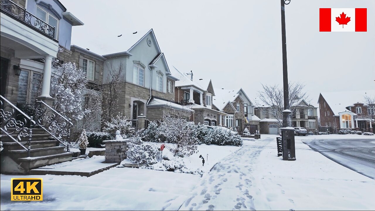 4K🇨🇦 Walking CANADA ❄️ Relaxing Snow Walk in Quiet Toronto Suburbs