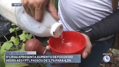 Gov. Valadares: 3º LIRAa apresenta aumento de focos do Aedes Aegypti, passou de 3,7% para 4,3%