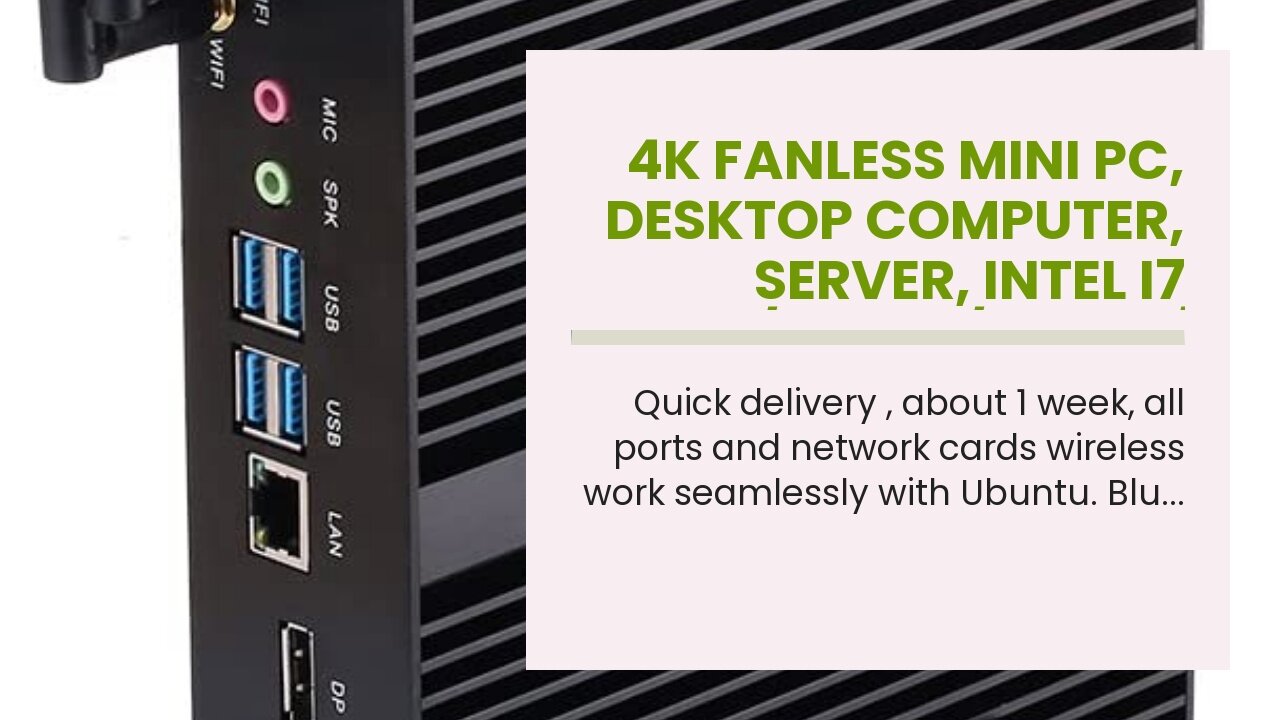 4K Fanless Mini PC, Desktop Computer, Server, Intel I7 8550U8565U8559U8569U8650U, Windows 1...