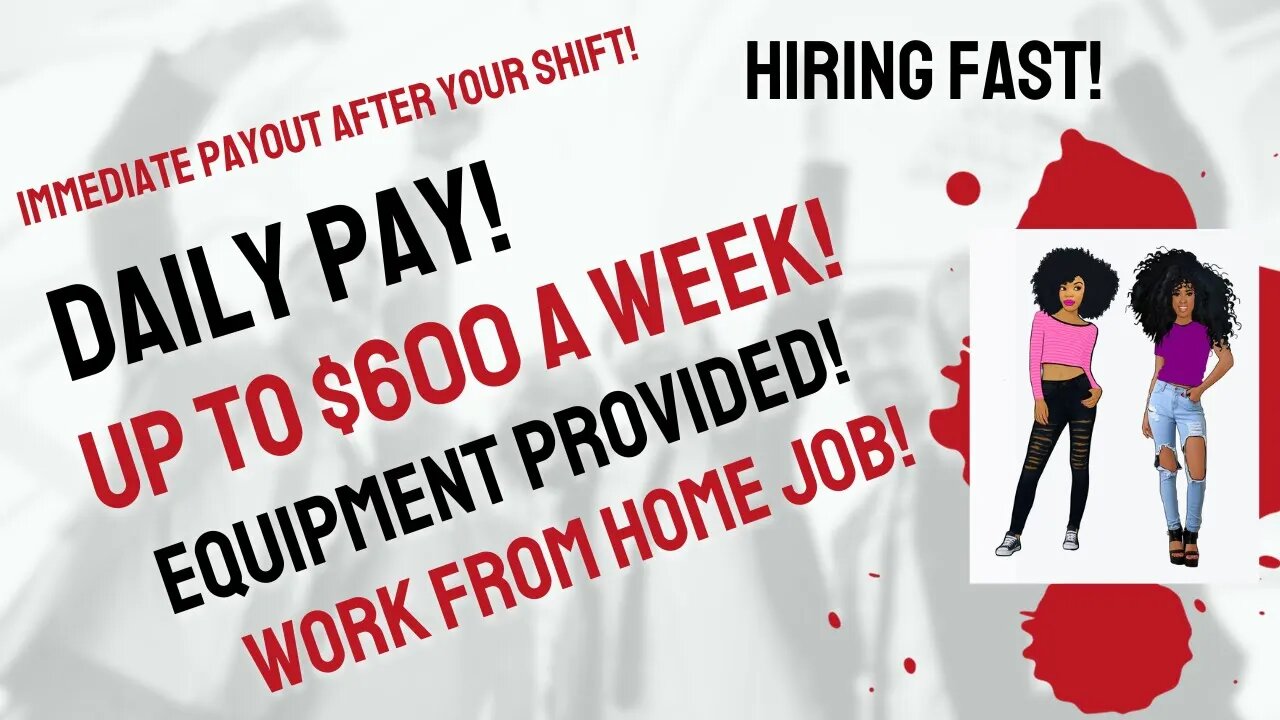 Hiring Fast Daily Pay Up To $600 A Week Equipment Provided Work From Home Job #wfh #remotework