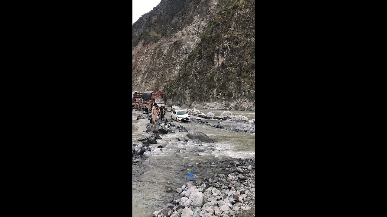 Karakoram Highway after flooding