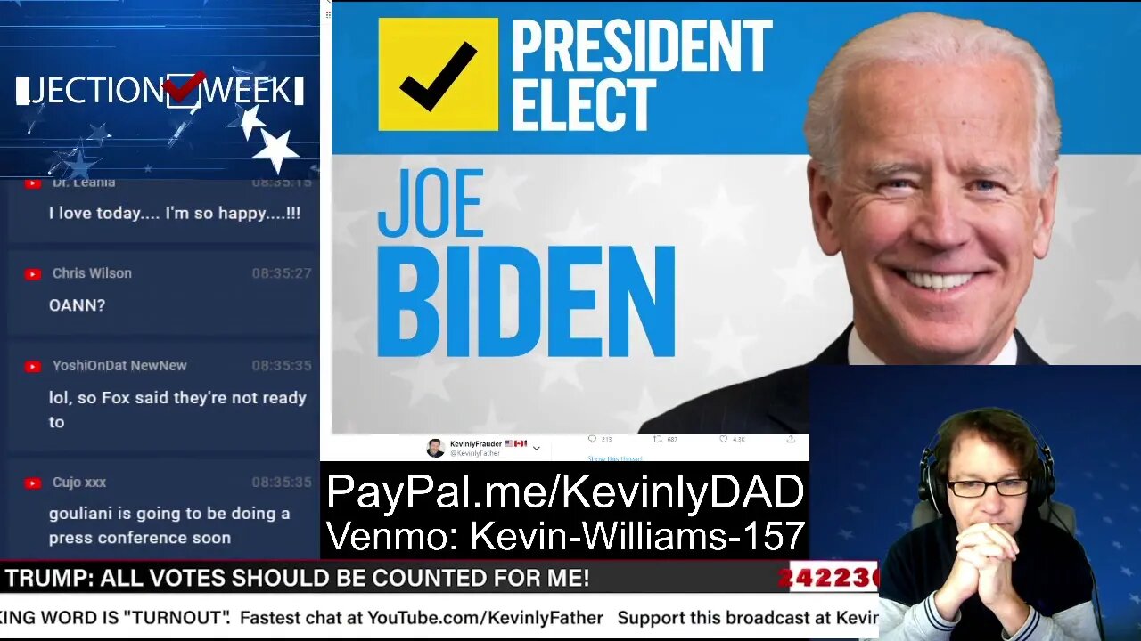 BIDEN WINS - Coverage of all the Cable News Networks Announcements plus Rudy Giuliani Presser